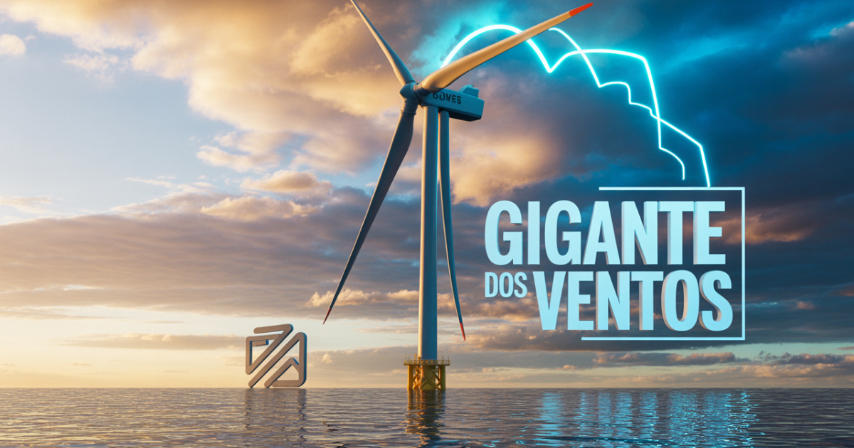 China instala turbina eólica offshore de 26 MW no Estreito de Taiwan, quebra recorde mundial e reforça liderança na energia renovável. (Imagem: Reprodução/IA)