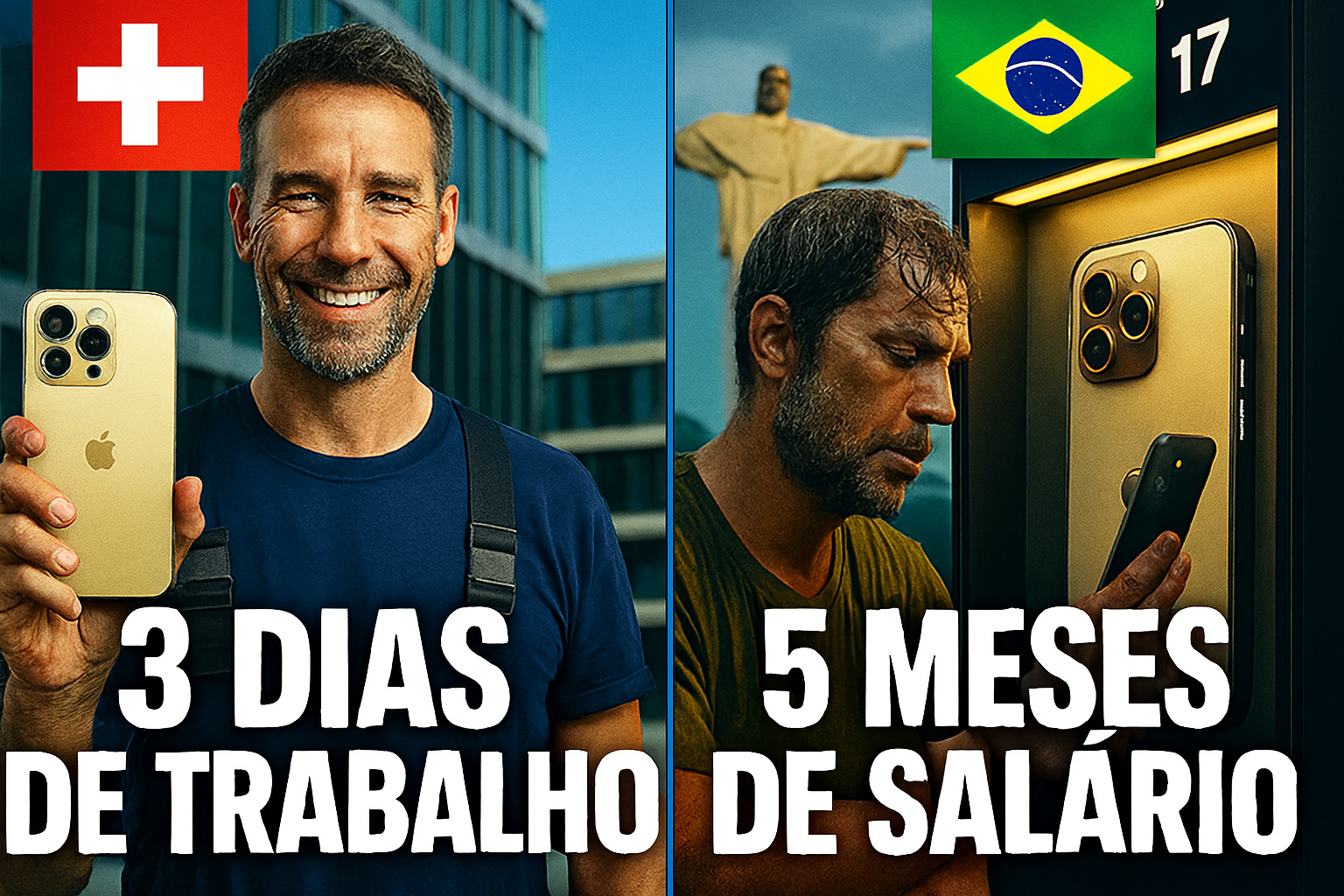 Na Suíça, bastam 3 a 4 dias de trabalho para comprar o iPhone 17; no Brasil, o mesmo aparelho exige até 5 meses de salário