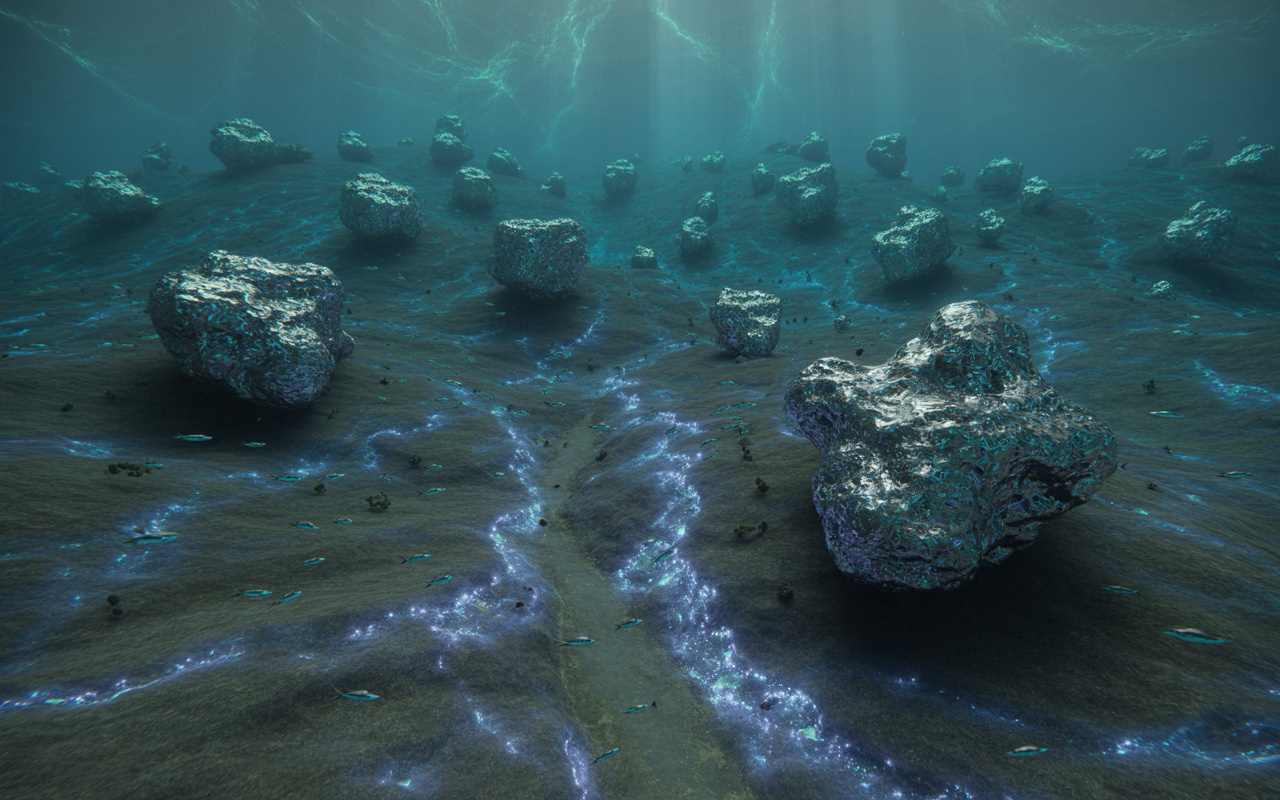 No fundo do Pacífico, nódulos metálicos ricos em cobalto e manganês formam jazidas raras, contendo minerais suficientes para abastecer a indústria tecnológica por séculos