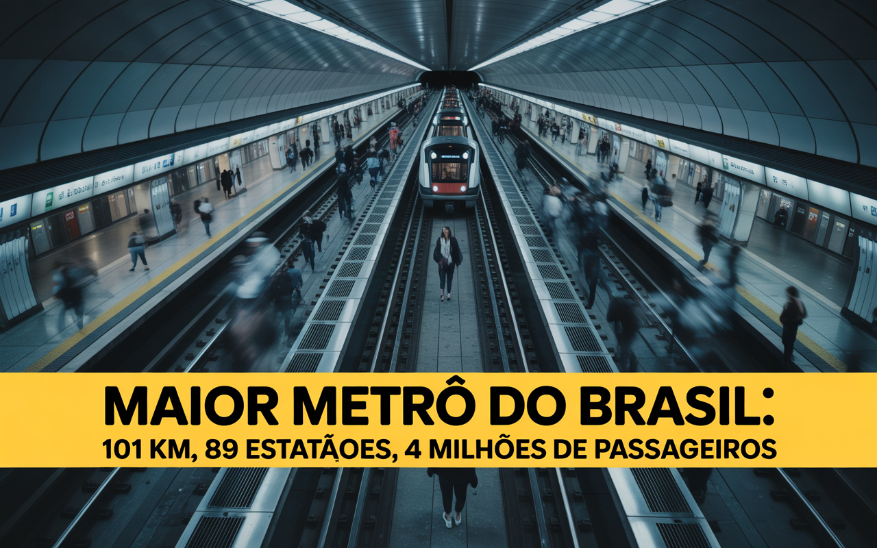 Maior metrô do Brasil parece uma cidade subterrânea: 101 km de extensão, 89 estações, mais de 4 milhões de passageiros por dia e planos de expansão até 2040