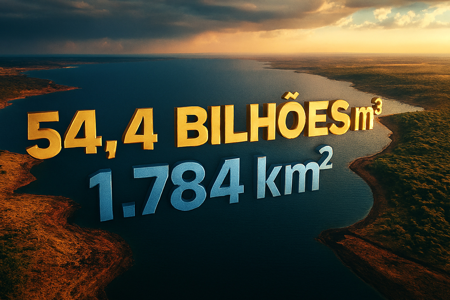 Maior reservatório em volume de água do Brasil acumula 54,4 bilhões de m³, cobre 1.784 km², gera energia e segue vital quase 30 anos após a inauguração