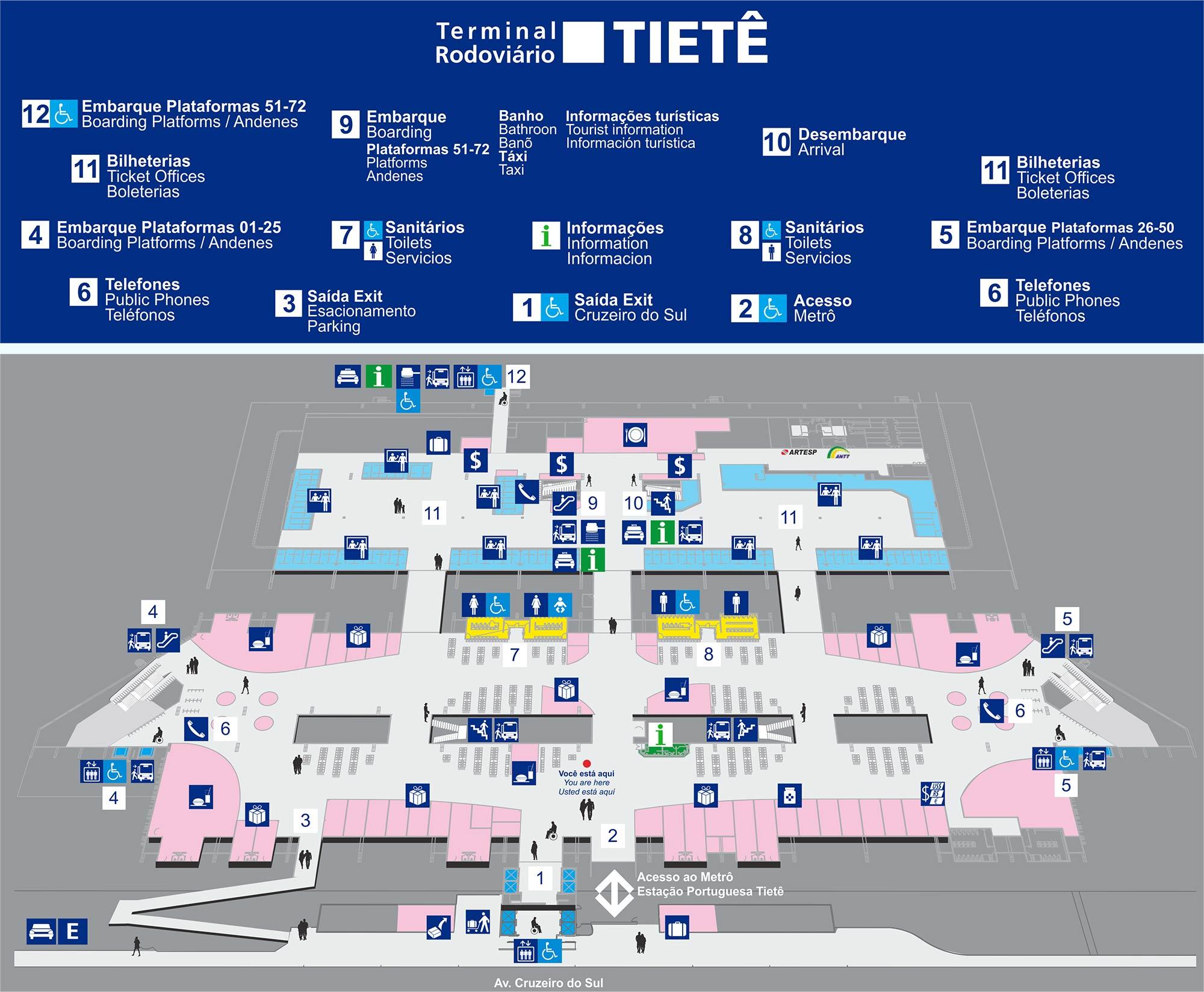 Maior rodoviária da América Latina parece uma cidade dentro de São Paulo: 120 mil m² de área, 135 plataformas, 300 lojas e 19 milhões de passageiros por ano
