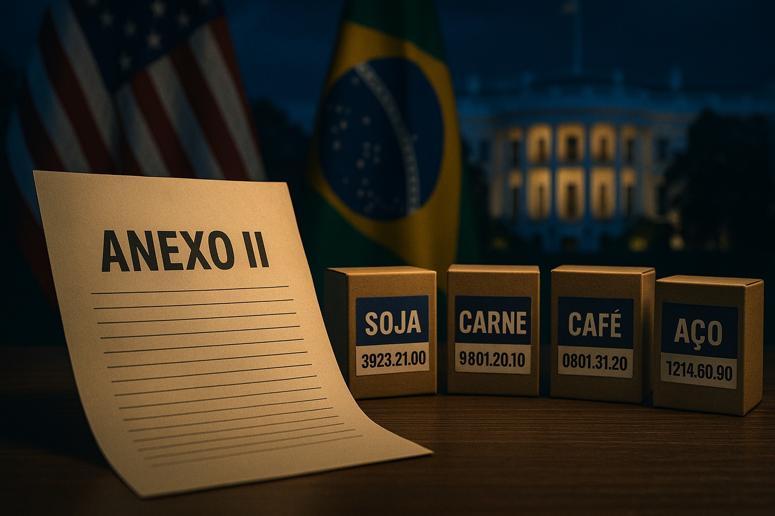 A lista secreta que decide quem escapa do tarifaço: entenda o Anexo II da Casa Branca, veja quais produtos brasileiros foram incluídos, quem ficou de fora e o impacto bilionário por trás de cada código tarifário