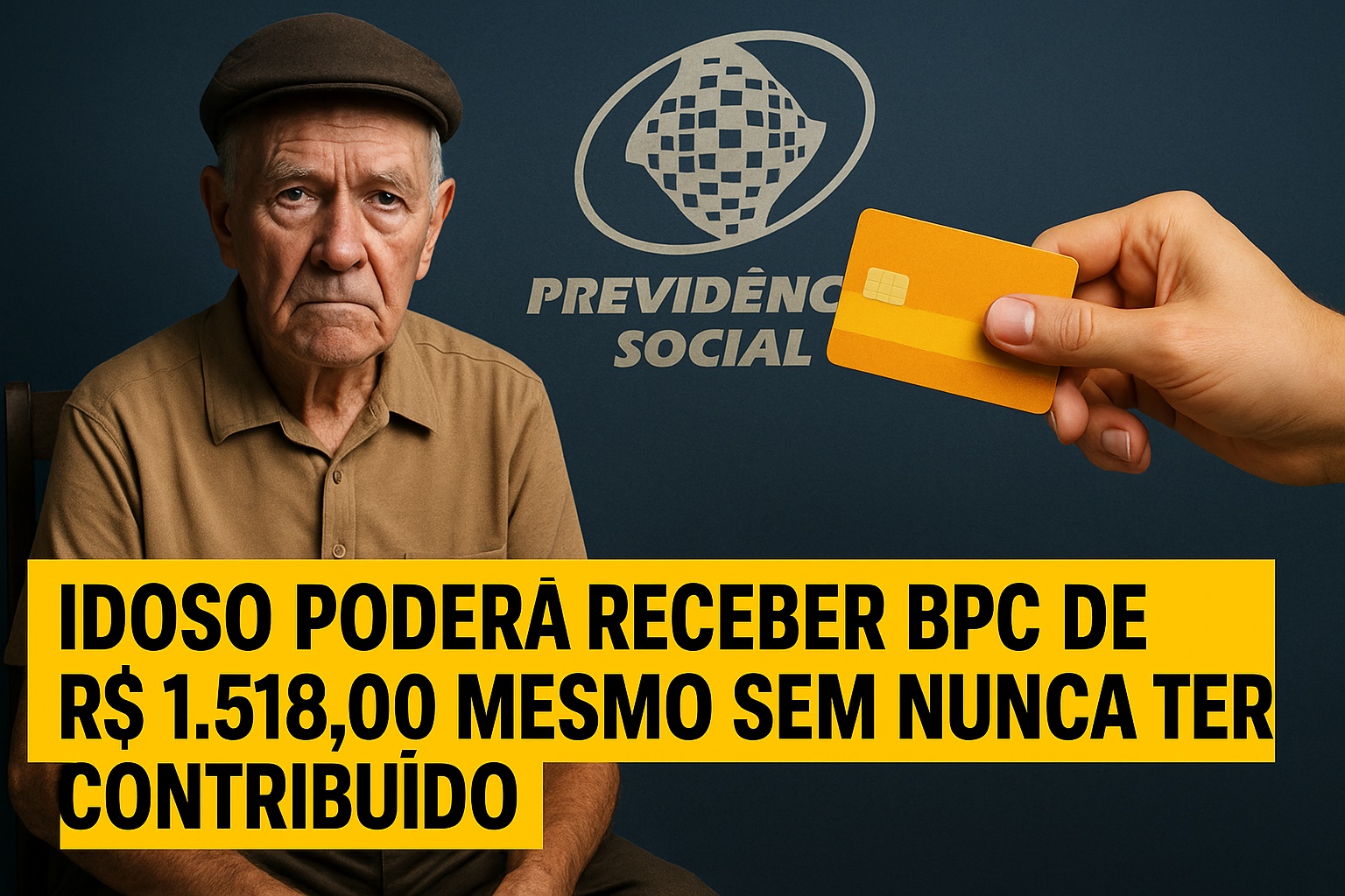Idoso sem contribuição pode receber BPC de R$1.518 em 2025. Benefício do INSS garante renda mínima vital e dispensa histórico de contribuições.