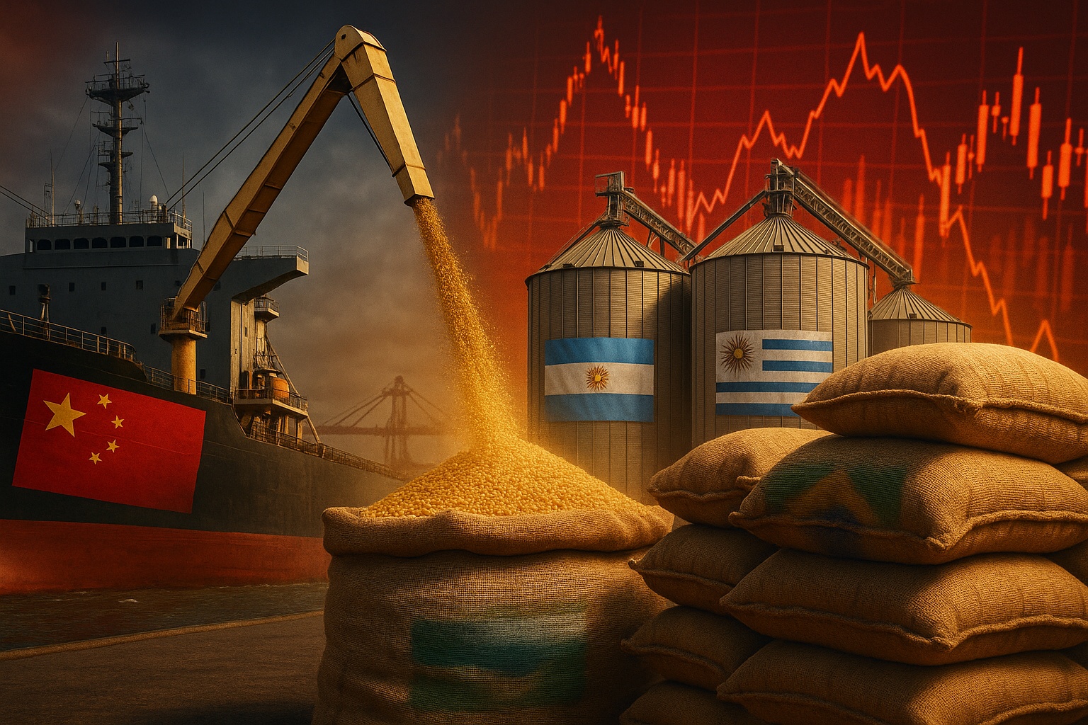 China redireciona bilhões em compras de soja para Argentina e Uruguai em meio a tensões comerciais com os EUA e deixa produtores do Brasil em alerta com risco de perder mercado