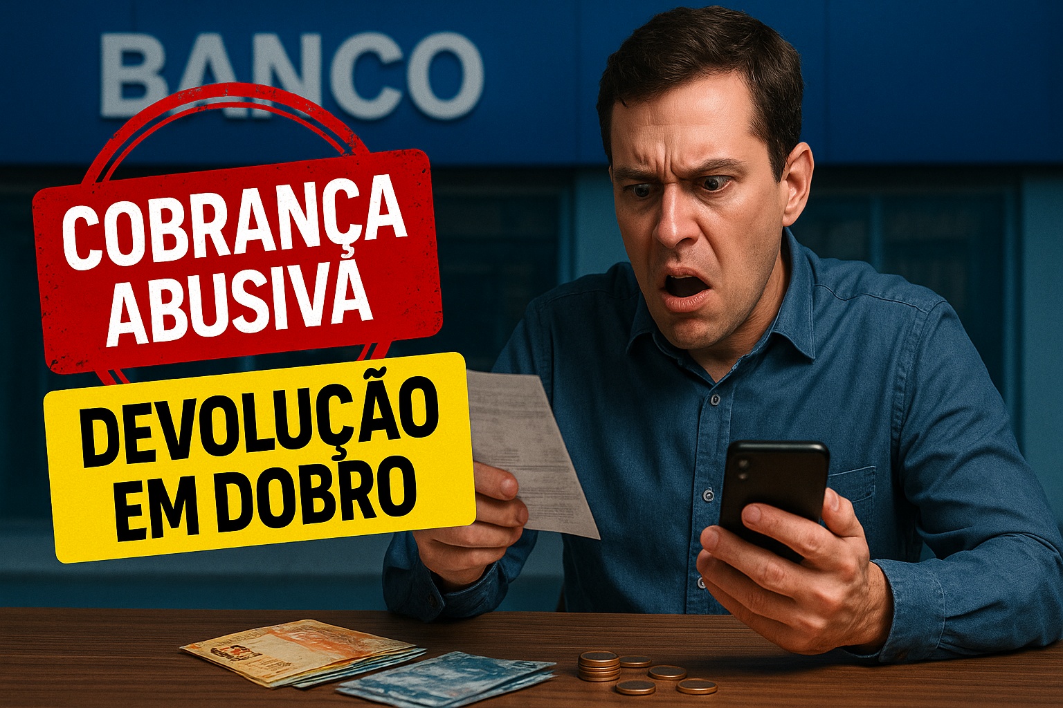 Banco que faz desconto indevido no salário ou conta terá de devolver em dobro: tribunais já fixaram indenizações de até R$ 20 mil em casos de cobranças abusivas