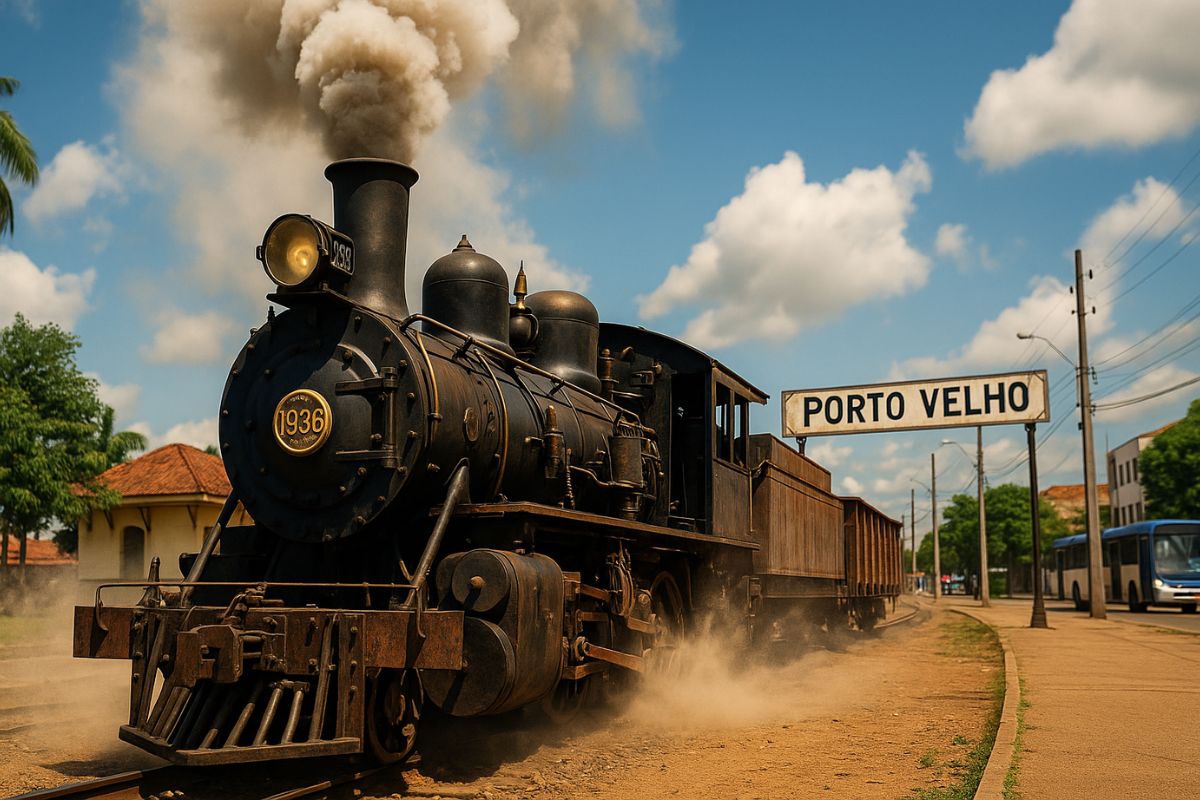 A Maria Fumaça de 1936 volta à ferrovia Madeira-Mamoré em Porto Velho após 20 anos, locomotiva restaurada que resgata história e impulsiona turismo.