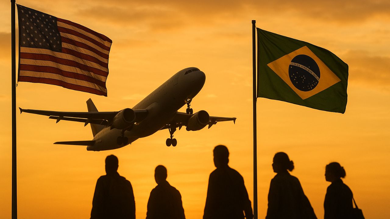 Brasileiros deportados dos EUA em 2025 já somam recorde histórico sob governo Trump, com voos semanais chegando a Confins.