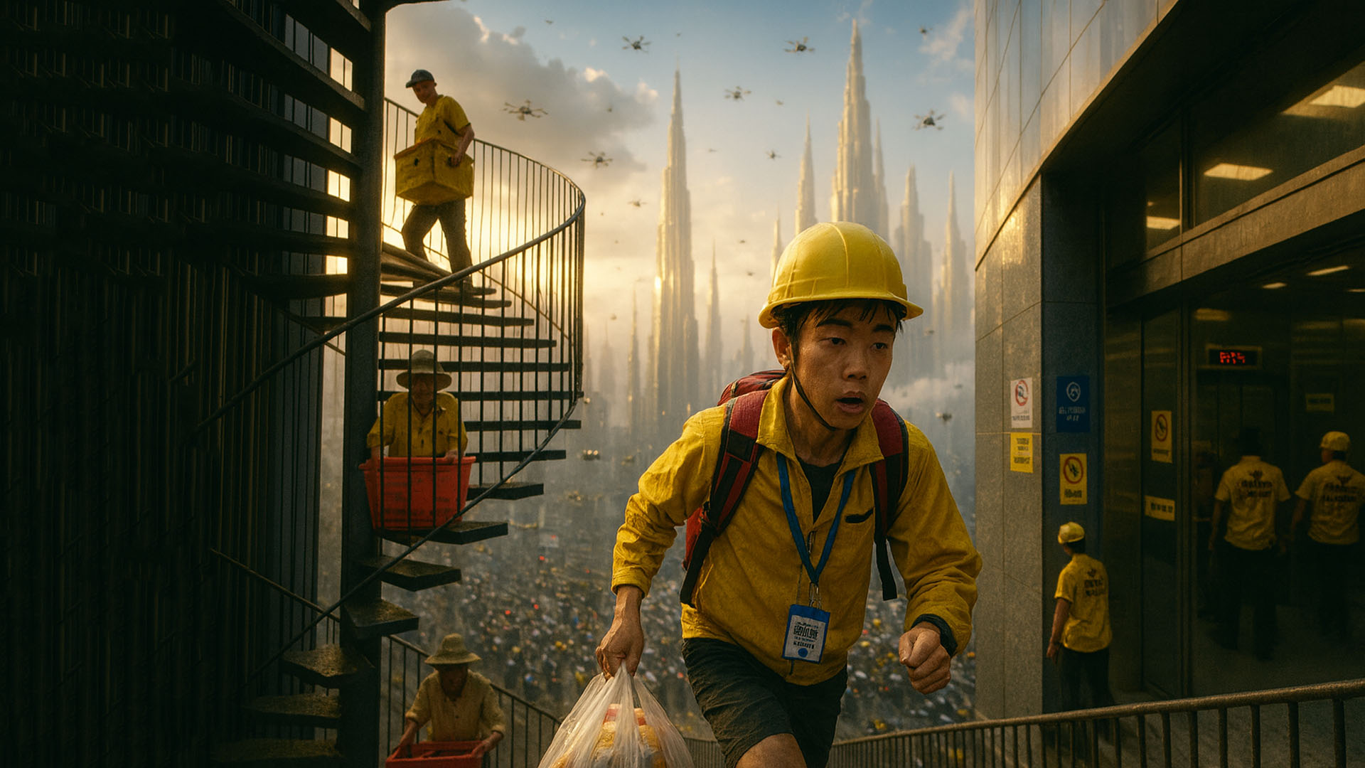 Diante de tantos arranha-céus, chineses criam nova profissão, mas os Corredores de Último Trecho tem gerado debate sobre trabalho infantil