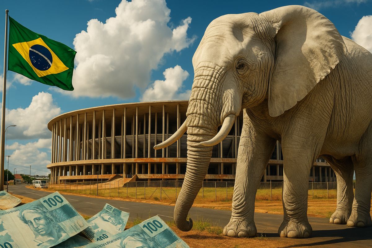 O Estádio Mané Garrincha, em Brasília, virou símbolo do desperdício e da concessão polêmica que transformou a arena em palco de grandes eventos.