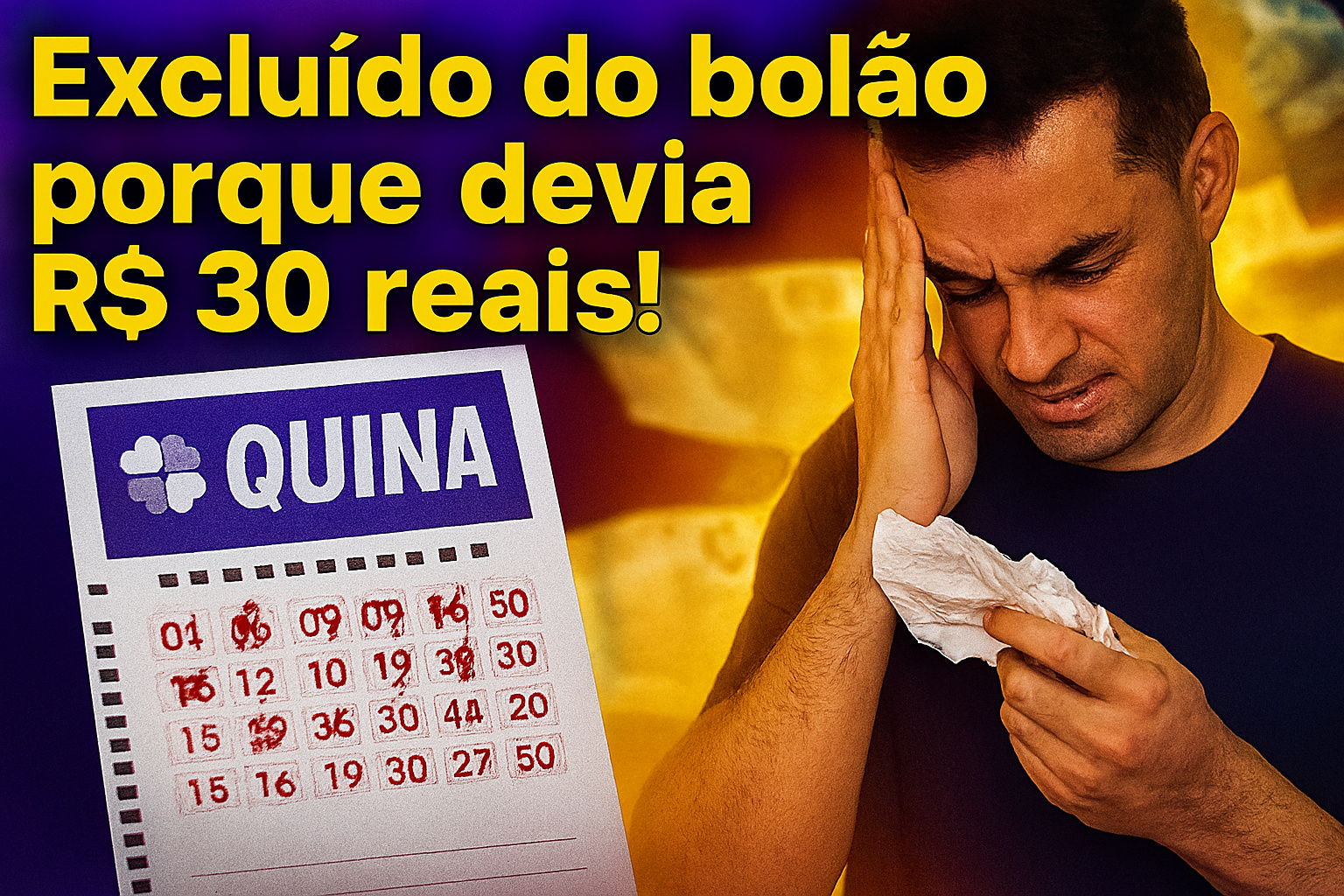 Empresário de Minas Gerais fica de fora de bolão que ganhou R$ 22 milhões na Quina por dever 30 reais; leva caso à Justiça, mas juíza nega o pedido. O episódio ocorreu em 2023