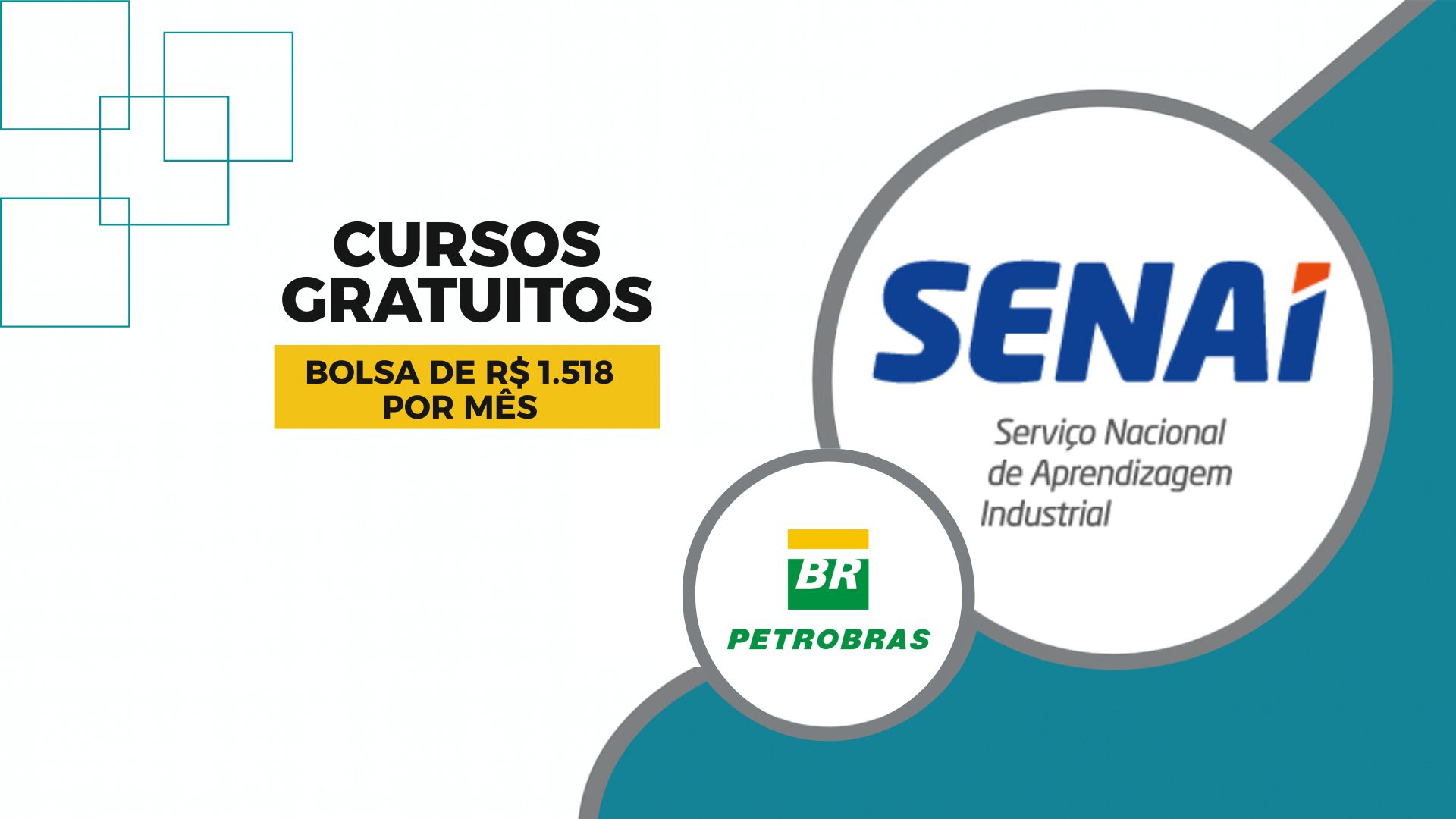 Senai e Petrobras oferecem 700 vagas gratuitas em cursos técnicos com contrato de 21 meses, benefícios e certificação reconhecida pelo MEC.