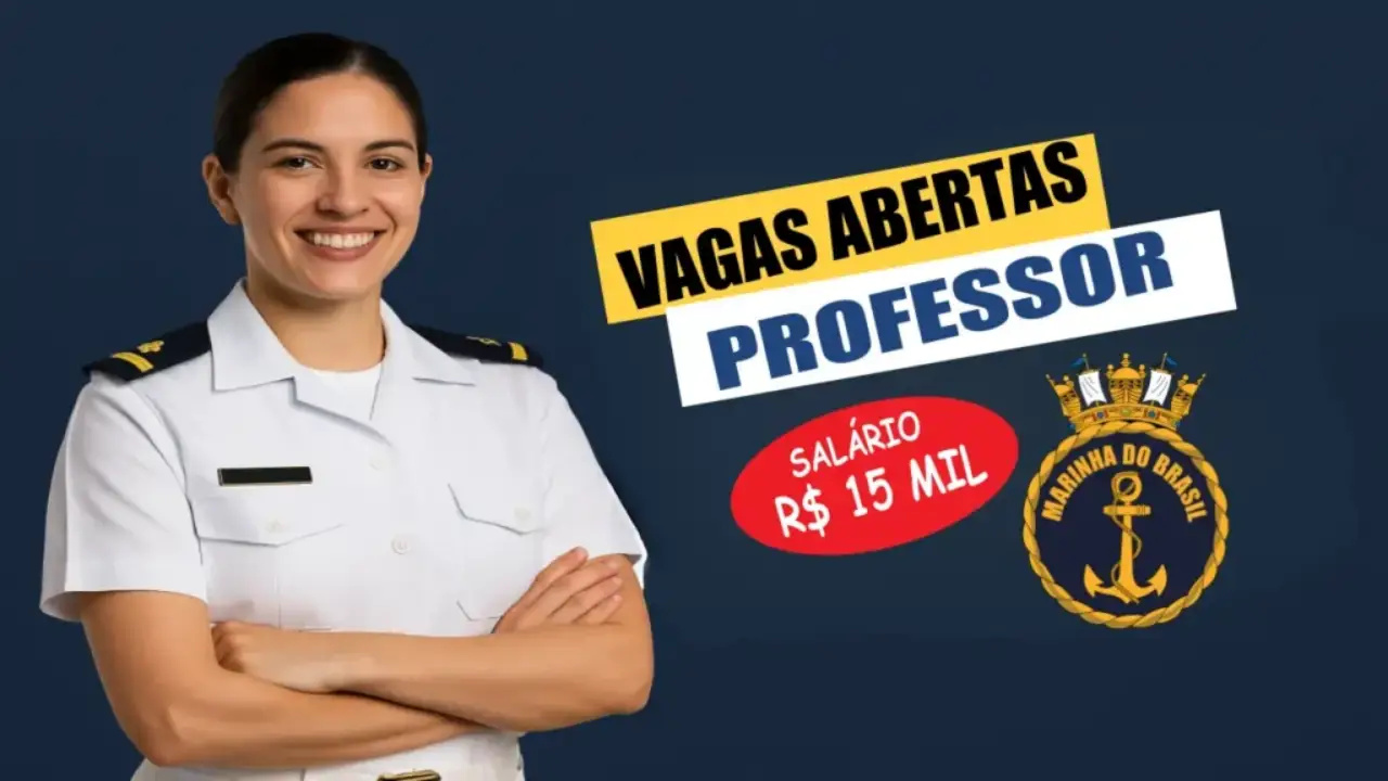 Marinha do Brasil convoca professores de até 62 anos para atuar em diferentes áreas do conhecimento; salários de R$ 15 mil reais, assistência médica, odontológica, alimentação e mais