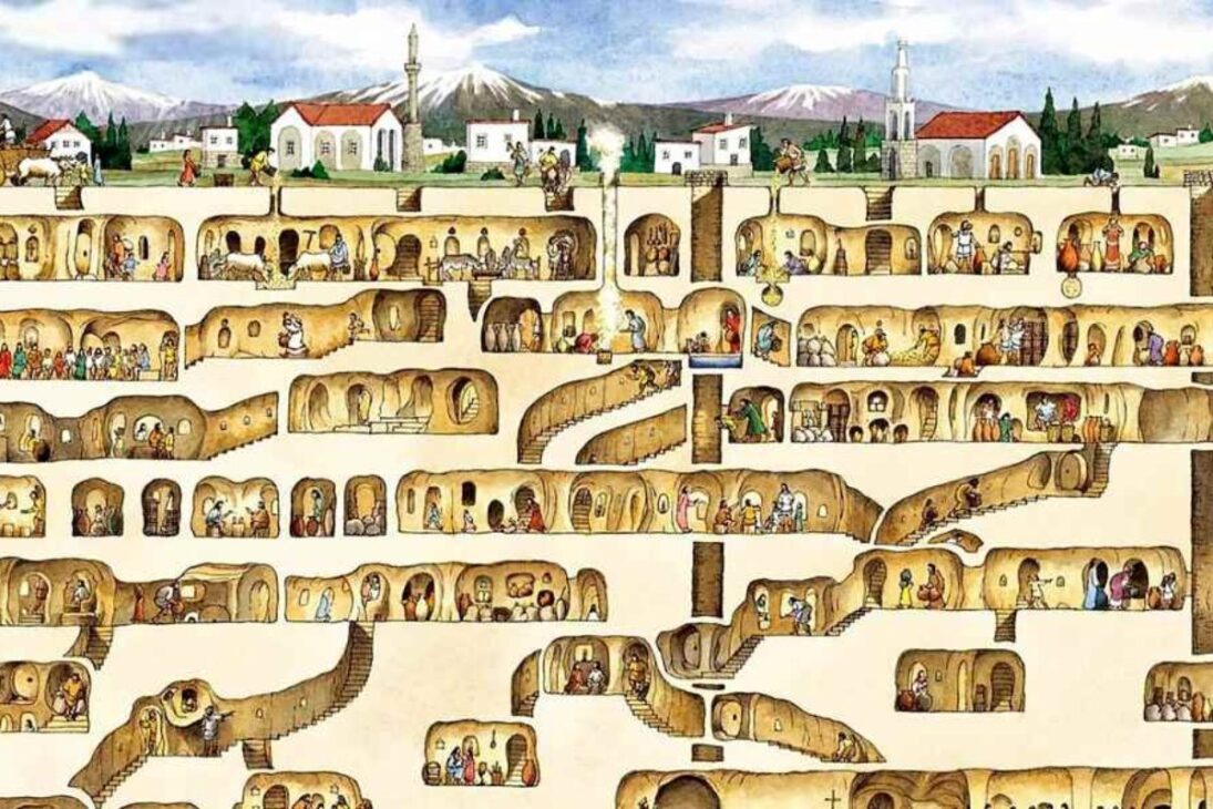 Hombre derriba una pared en el sótano y descubre la entrada de Derinkuyu, una ciudad subterránea de 18 pisos para 20 mil personas en Turquía