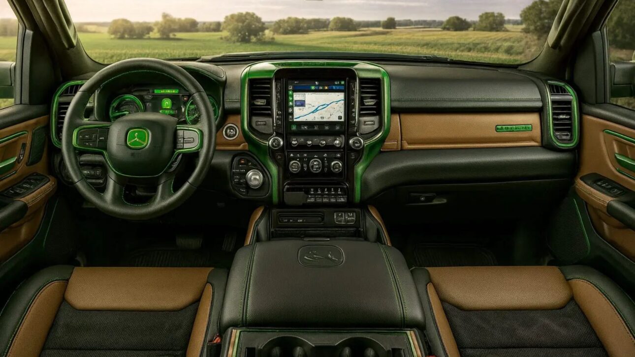 Pick-up concepto de John Deere une robustez de tractor, tracción 4x4 y confort de lujo, prometiendo revolucionar el mercado brasileño. (Imagen: proyección Compre Rural)