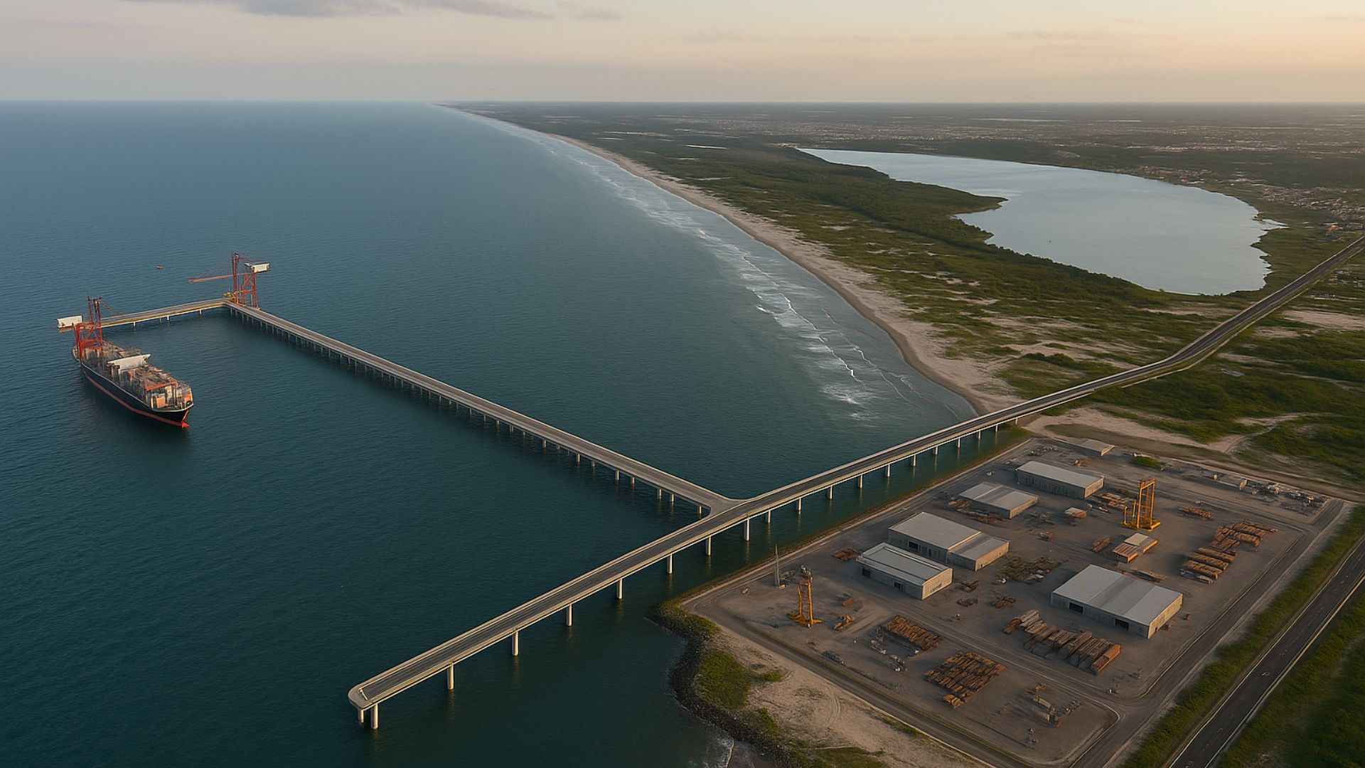 Arroio do Sal terá porto offshore bilionário com píer em L e capacidade para os maiores navios do mundo. Projeto muda a logística.