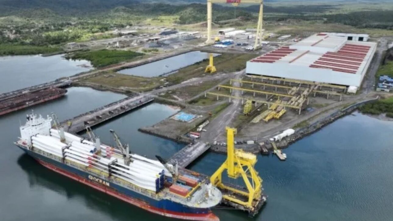 Vista aérea del Astillero Enseada en Maragogipe destacando patios modulares de la industria naval brasileña. (Imagen: Divulgación Astillero Enseada)