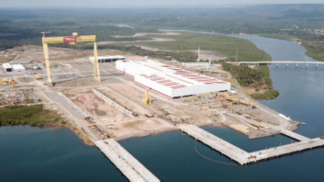 Infraestructura del Astillero Enseada con área de 1,6 millón m² y acceso directo al río Paraguaçu en el estado de Bahia. (Imagen: Divulgación Astillero Enseada)