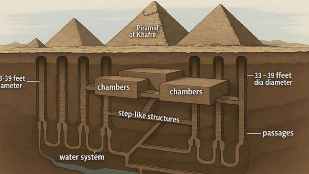 La exploración georradar en la meseta de Giza revela cavidades y pozos, sugiriendo un sistema subterráneo planificado. (Imagen: Ancient-Origins) Crédito: Imagen asociada al estudio de radar en Giza.