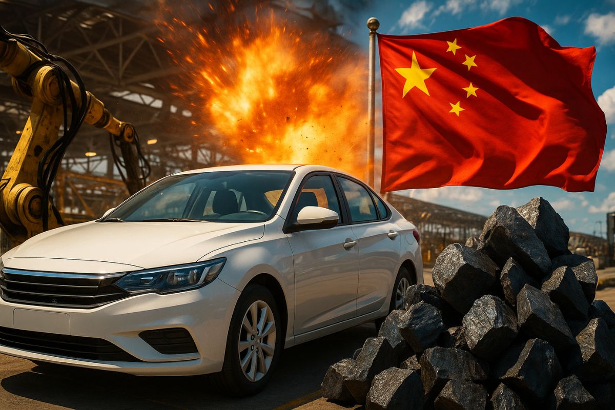 A indústria automotiva enfrenta crise global: a China corta exportações de terras raras, reduz ímãs e ameaça paralisar fábricas de carros em vários países.