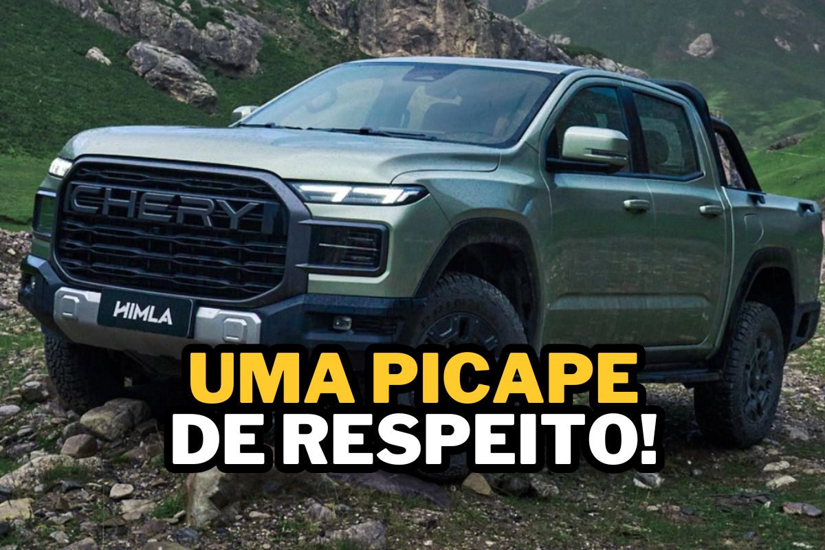 A nova Chery Himla 2.3 turbo diesel pode chegar ao Brasil com câmeras 360, estribo elétrico e proposta para enfrentar Hilux e rivais.