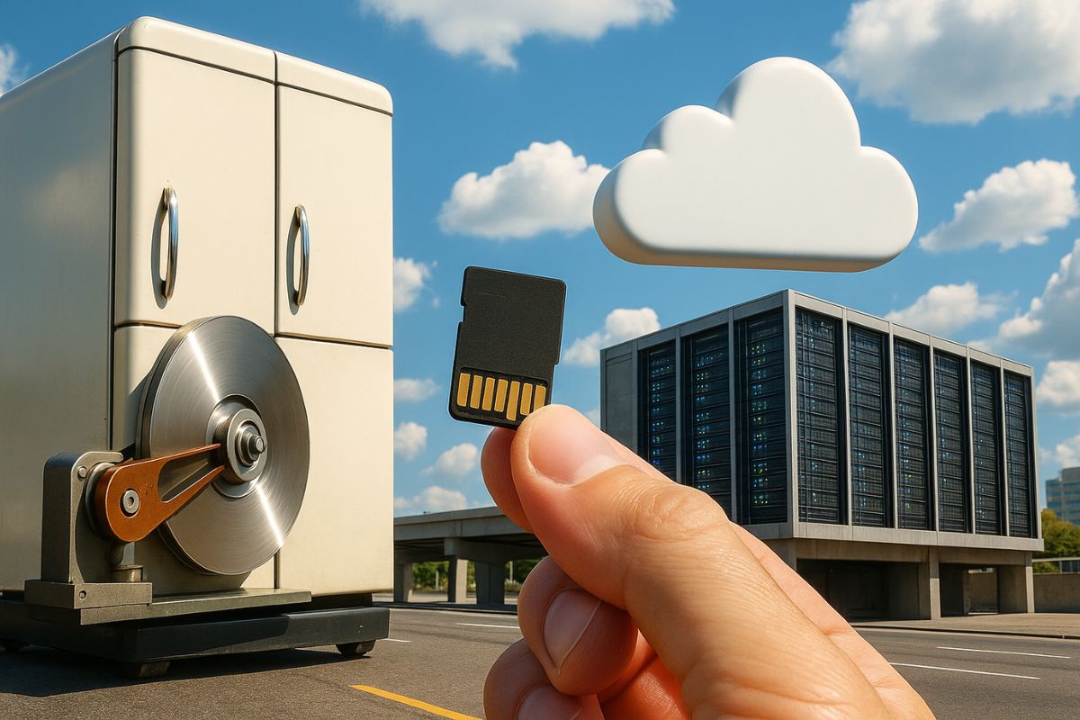 Dos cartões perfurados aos SSDs e à nuvem, descubra como o armazenamento e os megabytes transformaram nossas memórias digitais.