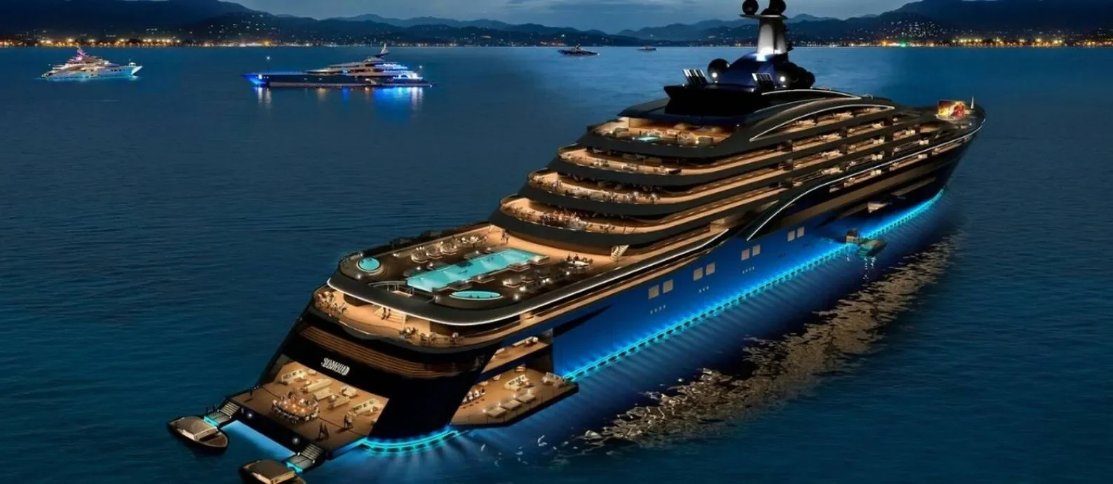 Um império marítimo de US$ 600 milhões (R$ 3,2 bilhões) e 222 metros de comprimento, com 39 apartamentos particulares, spas e helipontos: o Somnio será o maior iate-residência do mundo, símbolo máximo do luxo e da exclusividade em alto-mar