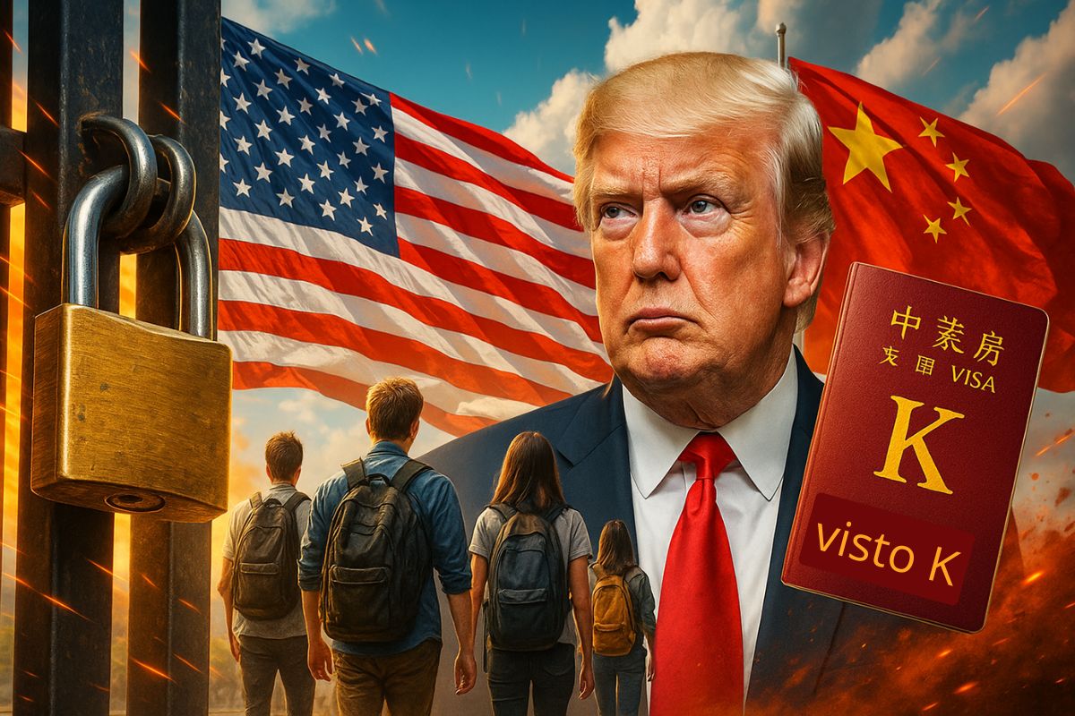 "China lança o visto K para atrair estudantes estrangeiros e disputar com os Estados Unidos a liderança em inovação e talentos globais."