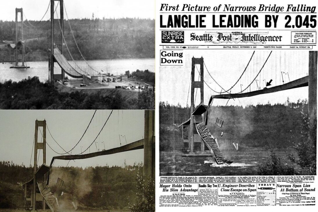 Una puente de 1.800 metros que se derrumbó 4 meses después de la inauguración bajo vientos de apenas 64 km/h