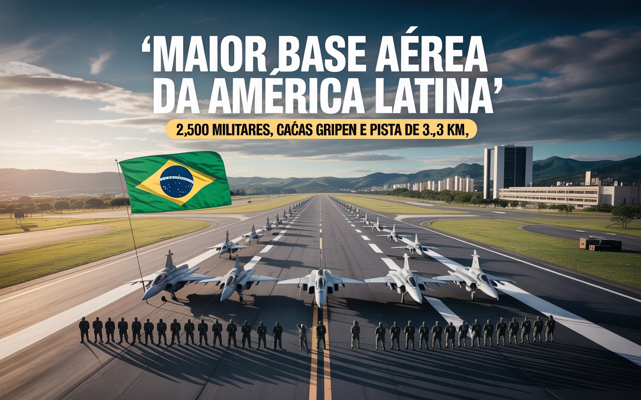 Maior base aérea da América Latina parece uma cidade: mais de 2.500 militares em operação, caças Gripen supersônicos, hospital próprio e pista gigante de 3,3 km