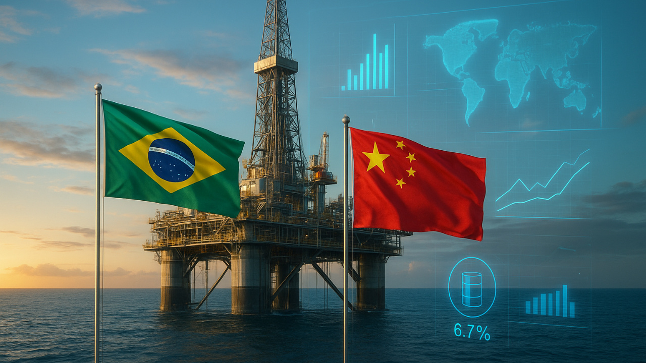 Três estatais da China expandem sua presença nos campos do pré-sal e já respondem por 6% da produção nacional de petróleo. O avanço chinês revela uma estratégia que combina retorno financeiro e segurança energética, consolidando a parceria com a Petrobras e transformando o Brasil em peça-chave do tabuleiro global de energia. Fonte: IA