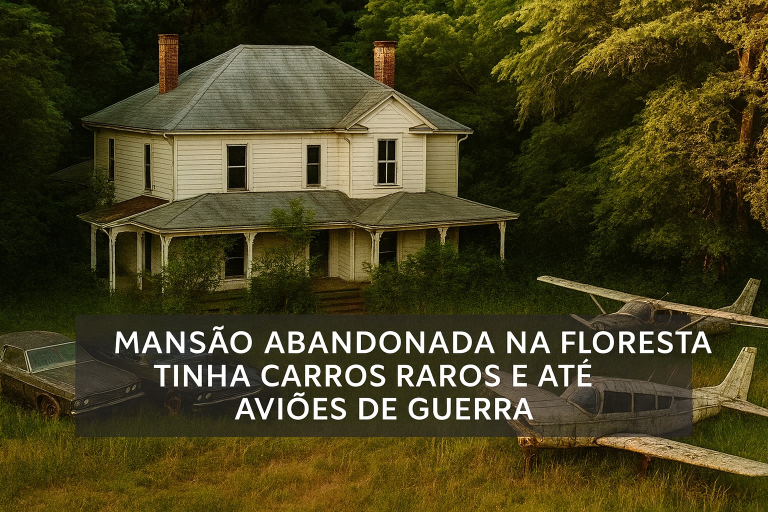 Mansão abandonada, Floresta, EUA, Guerra, Aviões, Fords