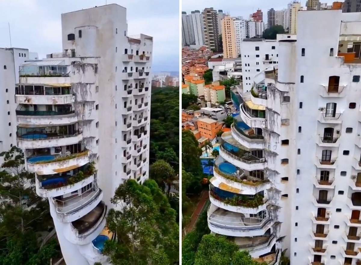 Penthouse no Morumbi: prédio de 400 m² com varandas com piscina, cenário de novela e luxo, hoje enfrenta dívidas, abandono e desvalorização.