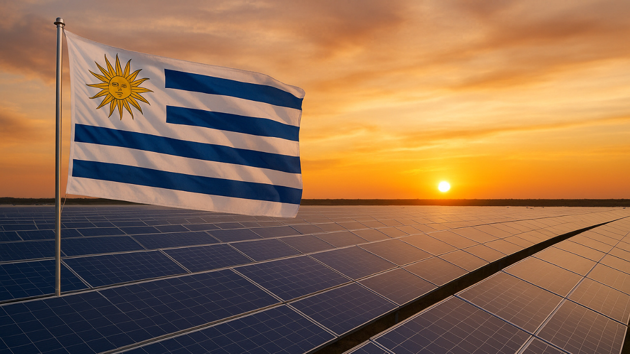 Com mais de 94% da matriz elétrica proveniente de fontes renováveis, o Uruguai inicia uma nova fase de sua transição energética e aposta na energia solar para garantir segurança e sustentabilidade diante do aumento da demanda elétrica. Fonte: IA