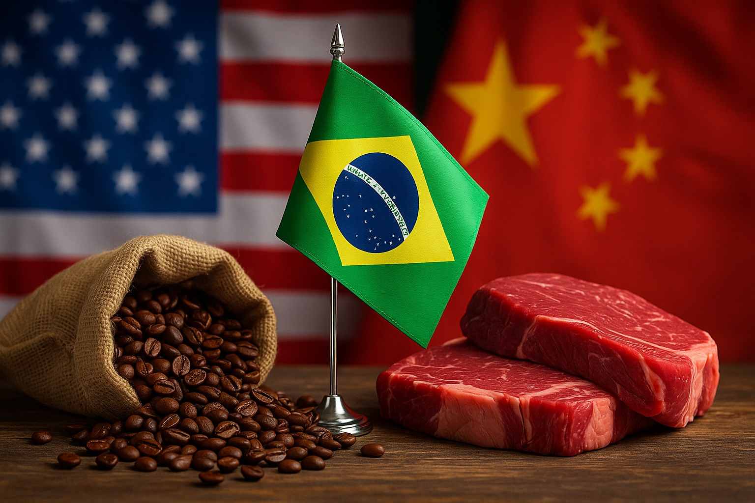 Brasil redireciona US$ 1,25 bilhão em exportações após tarifaço de Trump: café cresce 90% no México e carne bovina dispara 81% na China