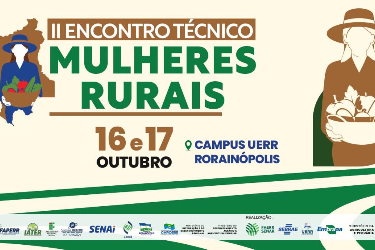 A Embrapa Roraima promove, nos dias 16 e 17 de outubro, o II Encontro Técnico de Mulheres Rurais, no campus da Universidade Estadual de Roraima (UERR), em Rorainópolis