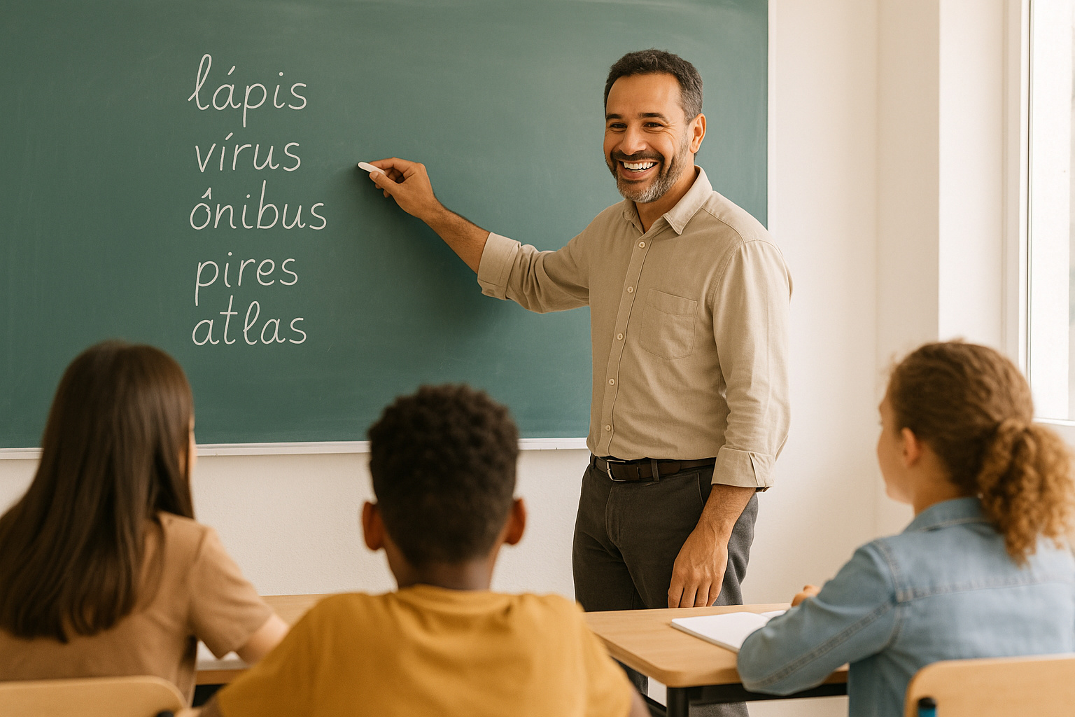 Professor ensina palavras do português que não possuem plural, como lápis, ônibus e vírus.