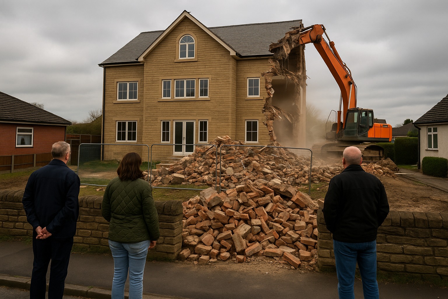 Mansão, demolição, Reino Unido, Vizinhos