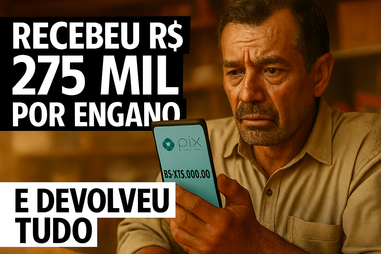 Vendedor que ganha um salário mínimo recebe Pix de R$ 275 mil por engano, não gastou nenhum centavo e surpreende ao devolver todo o valor, virando exemplo de honestidade