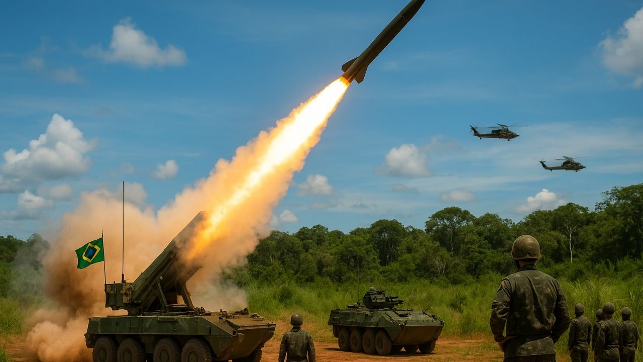 O maior míssil do Brasil é disparado pela primeira vez na Amazônia em Roraima durante a Operação Atlas 2025, com Exército e Força Aérea.