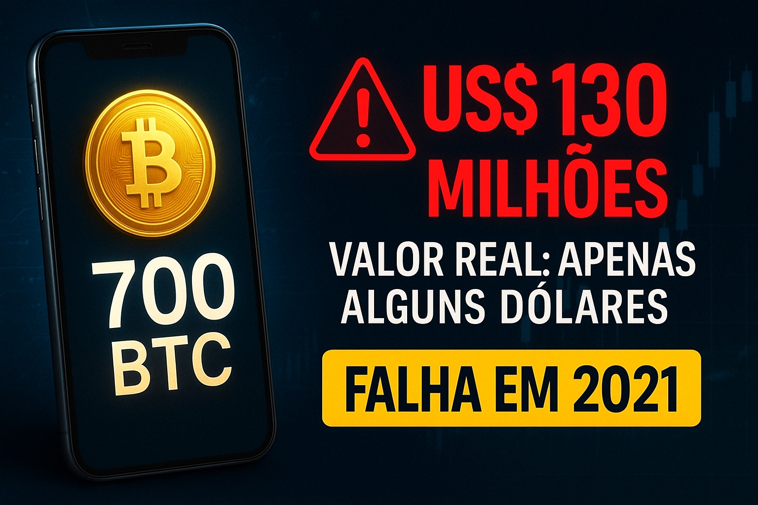 A plataforma de criptomoedas que depositou 700 BTC por engano em conta de cliente – valor real era de apenas alguns dólares e falha equivalia a mais de130 milhões na época; caso ocorreu em 2021