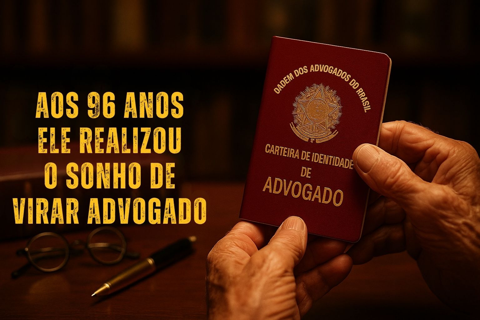 Aos 96 anos, servidor aposentado recebe a carteirinha da OAB no dia do aniversário, realiza um sonho iniciado em 1970 e se torna um dos advogados mais idosos já registrados no Brasil