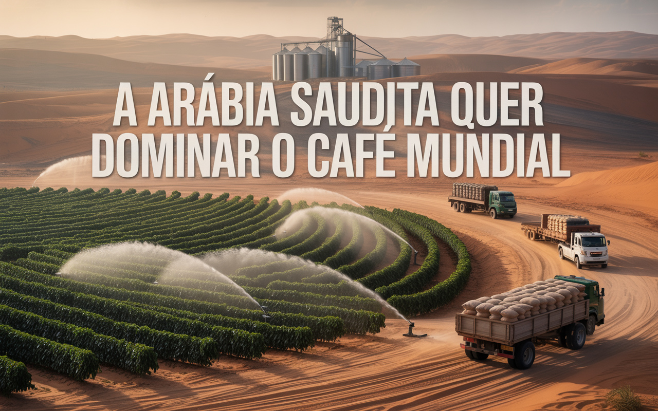 Arábia Saudita lança mega-projeto agrícola para multiplicar por 10 a produção de café: investimento bilionário, expansão de áreas irrigadas e ambição de virar potência global do grão