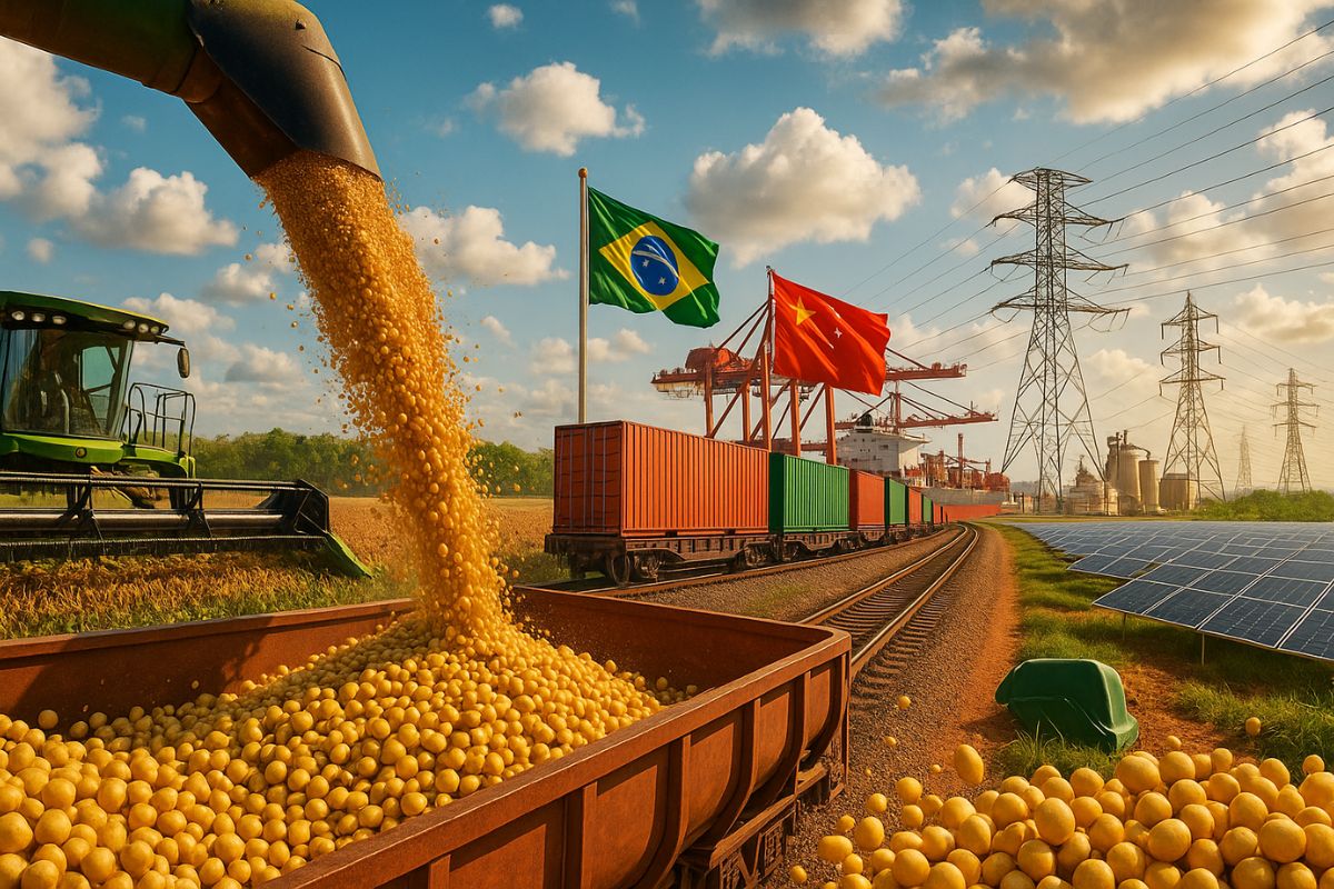 Brasil e China impulsionam o agro com soja; energia e ferrovias reduzem custos e ampliam acesso. Panorama de oportunidades e riscos.