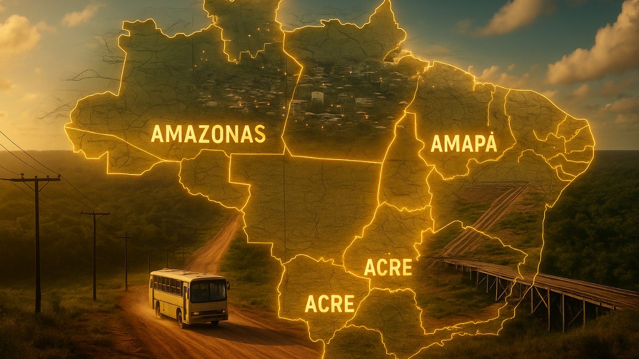 Brasil esconde estados gigantes e quase vazios, com cidades isoladas, pouca infraestrutura e enormes desafios, revelando Tocantins, Roraima, Acre, Amapá e Amazonas