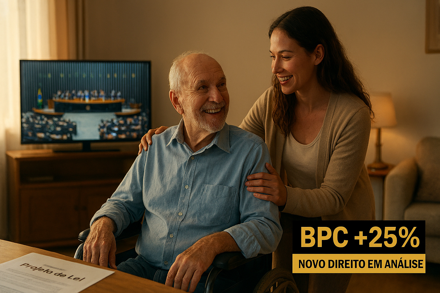 Câmara analisa novo direito no BPC: projeto propõe acréscimo de 25% no benefício para idosos e pessoas com deficiência que necessitam de cuidador, ampliando proteção social e igualdade com aposentados
