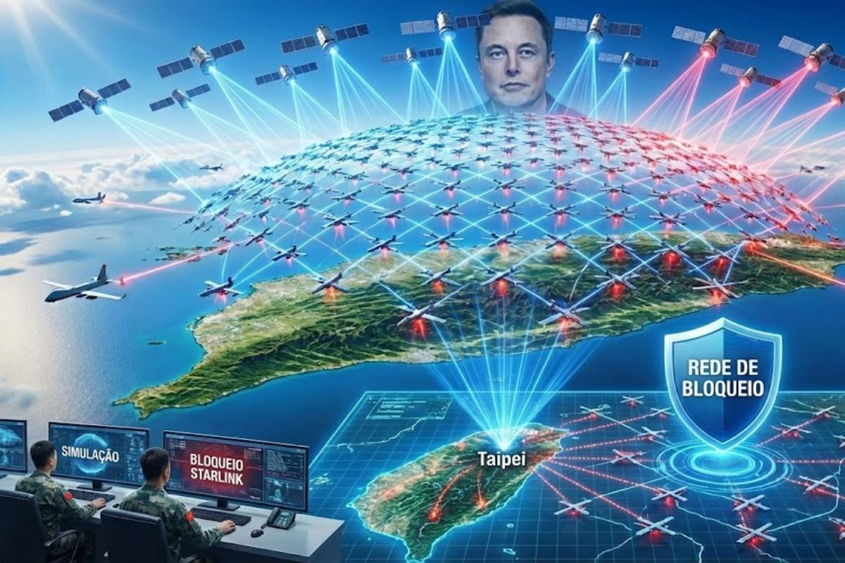 China simula bloquear Starlink em Taiwan, mostra que a constelação Starlink exige drones bloqueadores em plataformas aéreas e impõe novo desafio à guerra eletrônica.