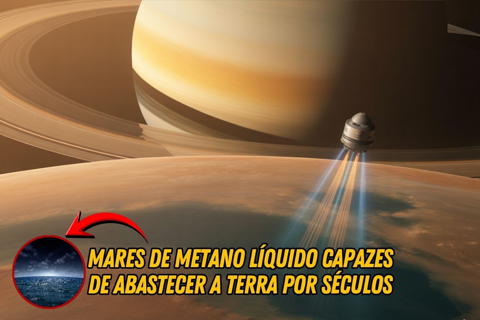 Cientistas revelam que a lua Titã, em Saturno, possui mares de metano líquido capazes de abastecer a Terra por séculos e transformar o conceito de energia fóssil