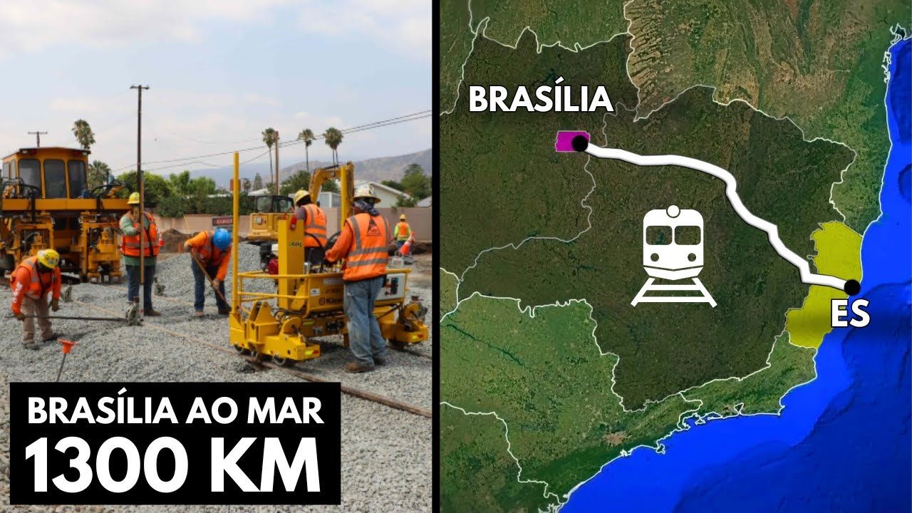 Com 1.300 km e custo de R$ 28 bilhões, nova ferrovia vai ligar Brasília ao mar, prometendo escoar grãos e levar passageiros do Planalto ao litoral capixaba a partir de 2031