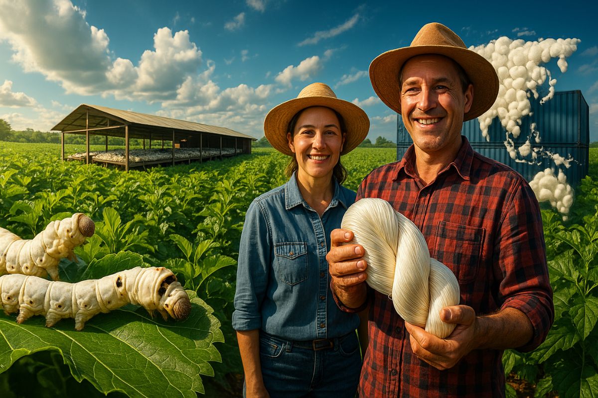 Plantação de amoreiras e criação de bicho da seda mostrando a força da seda brasileira 100% exportada